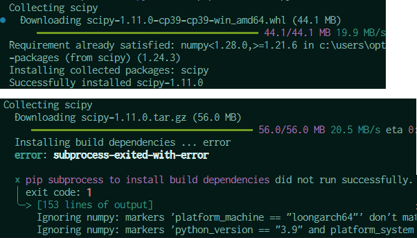 SciPyのインストール成功