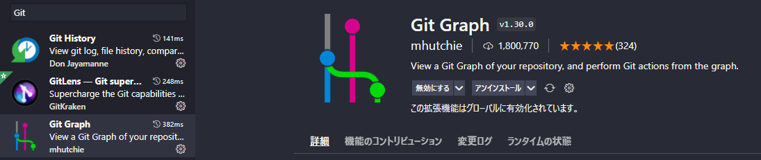 Git GraphとGitLensのインストール